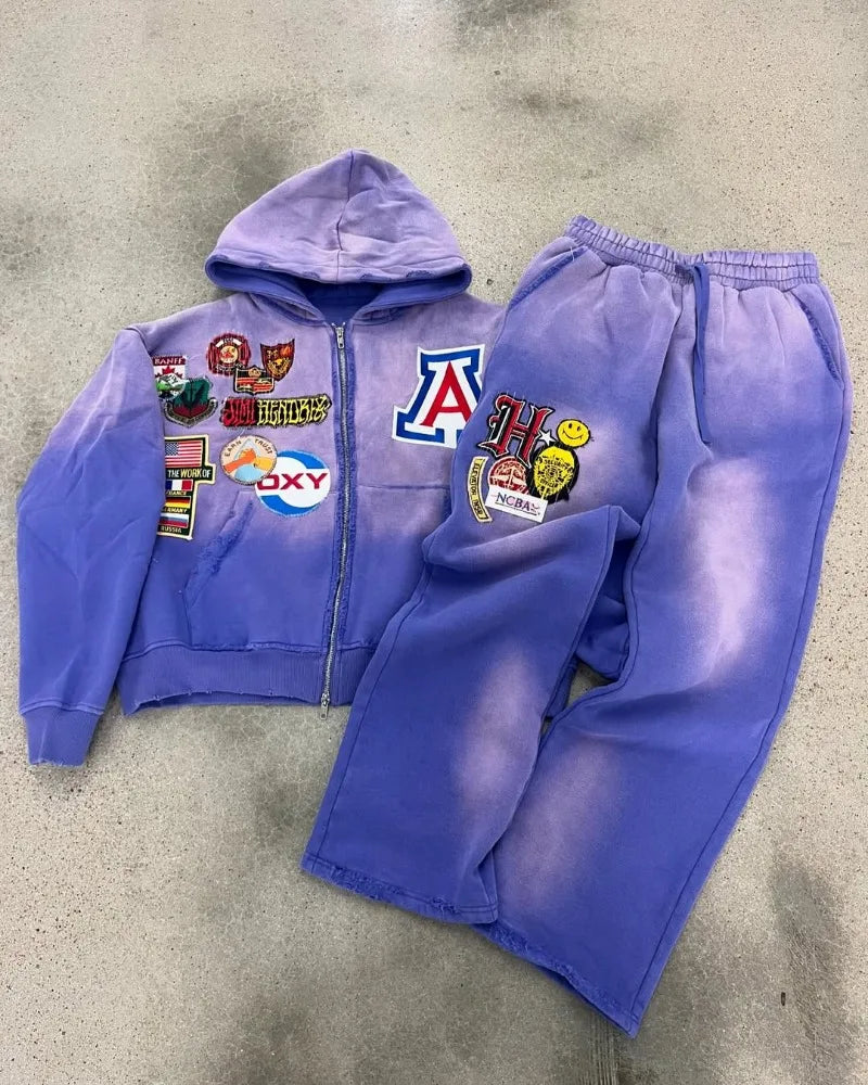 Fashionable Fashion Clothing Casual Loose Zipper Hoodie Men Y2k Street Personality Trousers Suit Rock Oversized Sweatshirt Women