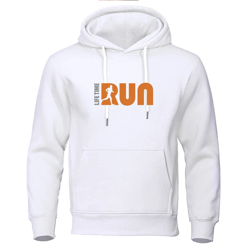 Men's Hoodie Street Fashion Lifetime Run Printed Sweatshirt Fleece Ladies Casual Funny Loose Hooded Top Men's Clothing