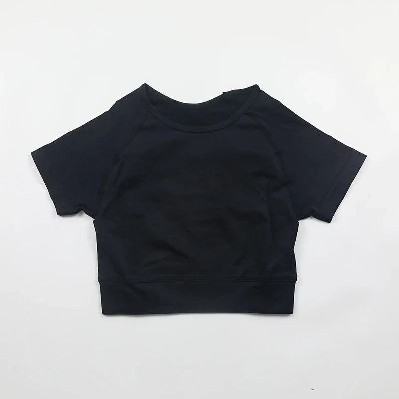 Impact Crop Top Women Short Sleeve Yoga Shirts Slim Fit Seamless Workout Top T-shirt Gym Clothes Woman Sportwear