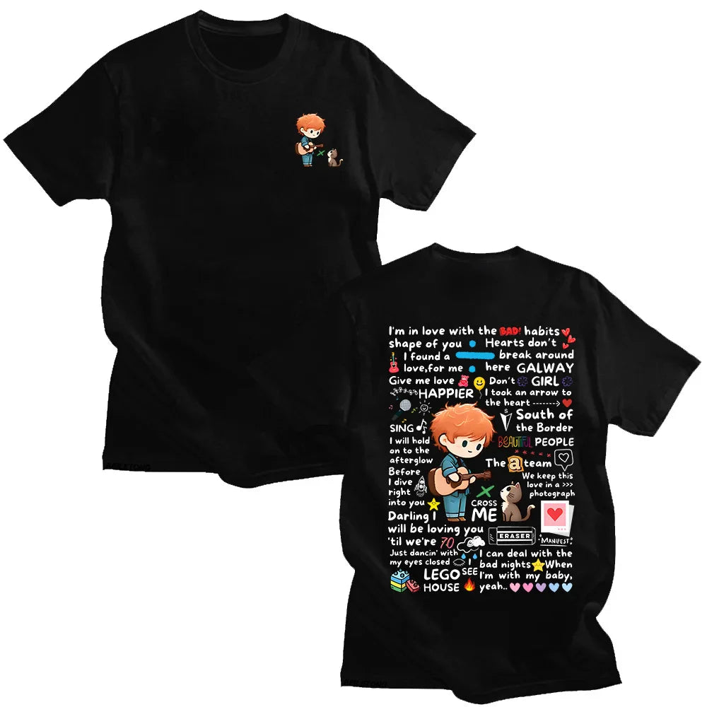 Ed Sheeran Graffiti Pattern Tshirt New Fashionable Casual Women Men Clothes Y2k Cotton T-shirts Fashion Loose Streetwear Top Tee