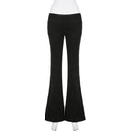 Casual Sexy Basic Solid Flare Pants Y2K Slim Low-Waisted Boot Cut Pants Women 2024 Autumn Spring Fashion Streetwear Lady