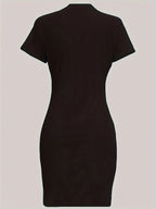 Summer Women's LOS ANGELES Letter Printed Casual Slim Fit Short Sleeve Round Neck Short Mini Dress