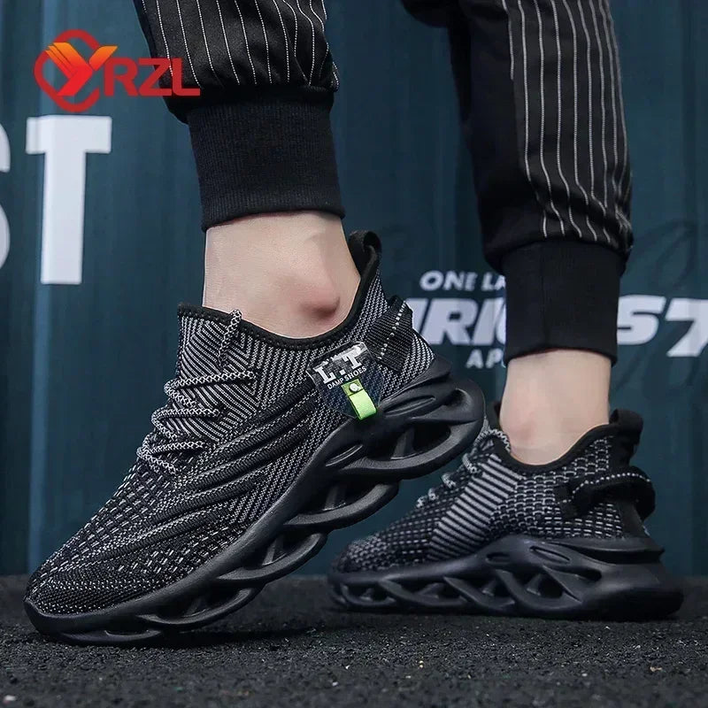 YRZL Casual Sneakers Men's Runing Shoes Outdoor Big Size Lightweight Breathable Mesh Increase Comfortable Sports Shoes for Men