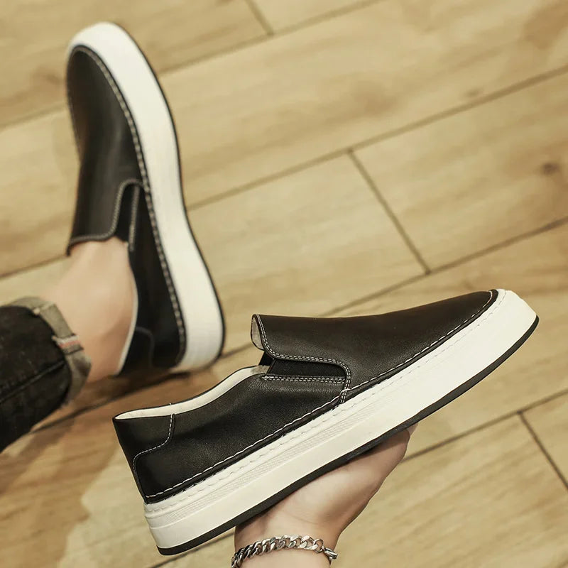 High Quality Brand Men's Genuine Leather Shoes Soft Soles Comfortable Loafers Non Slip Outdoor Men's Flat Shoes Free Delivery