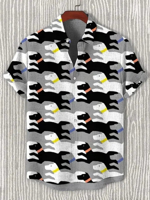 Men's Art Graphics Shirts Short Sleeved Button Down Lapel Shirt For Summer Oversized Tops Vacation Casual Hawaiian Shirts