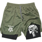 Men Anime Double Layer Shorts Gym Workout Printed Sports Multi-performance Training Quick-drying Jogging Pants Towel Pants M-3xl