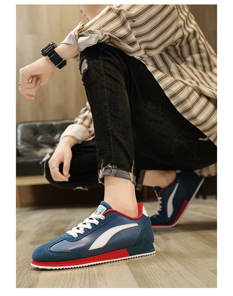 Trend Classic Running Shoes Men Suede Leather Mens Blue Sneakers Comfort Flat Jogging Shoes Man Athletic Shoes zapatillas hombre