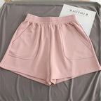 Summer Women's Shorts High Waist Casual Sports Shorts Loose Homewear Bottoms Elastic Hot Pants Solid Wide Leg Sweat Short