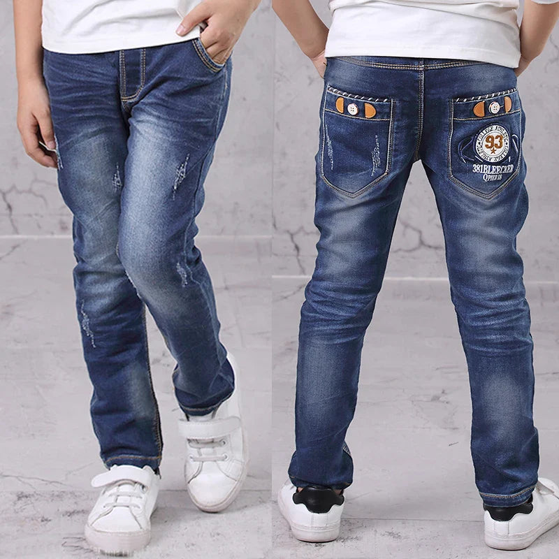 IENENS Fashion Jeans Trousers Boy's Denim Long Pants Kids Slim Jeans Young Children Straight Cowboy Pants 5-13Y Spring Autumn
