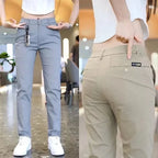 Mens Casual Pants Korea Fashion Summer Slim Fit Trousers High Quality Elastic Waist Straight Golf Sports Pants Men Clothing
