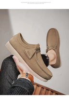 Fashion Khaki Casual Shoes For Men Suede Leather Loafers Men Platform Slip-on Men's Driving Shoes Lightweight Leisure Men Shoes