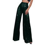 Women's Fashion Solid Color High Waist Sequin Side Zipper Draped Wide Leg Pants Pants for Women Women's Pants Women's Pants 2024
