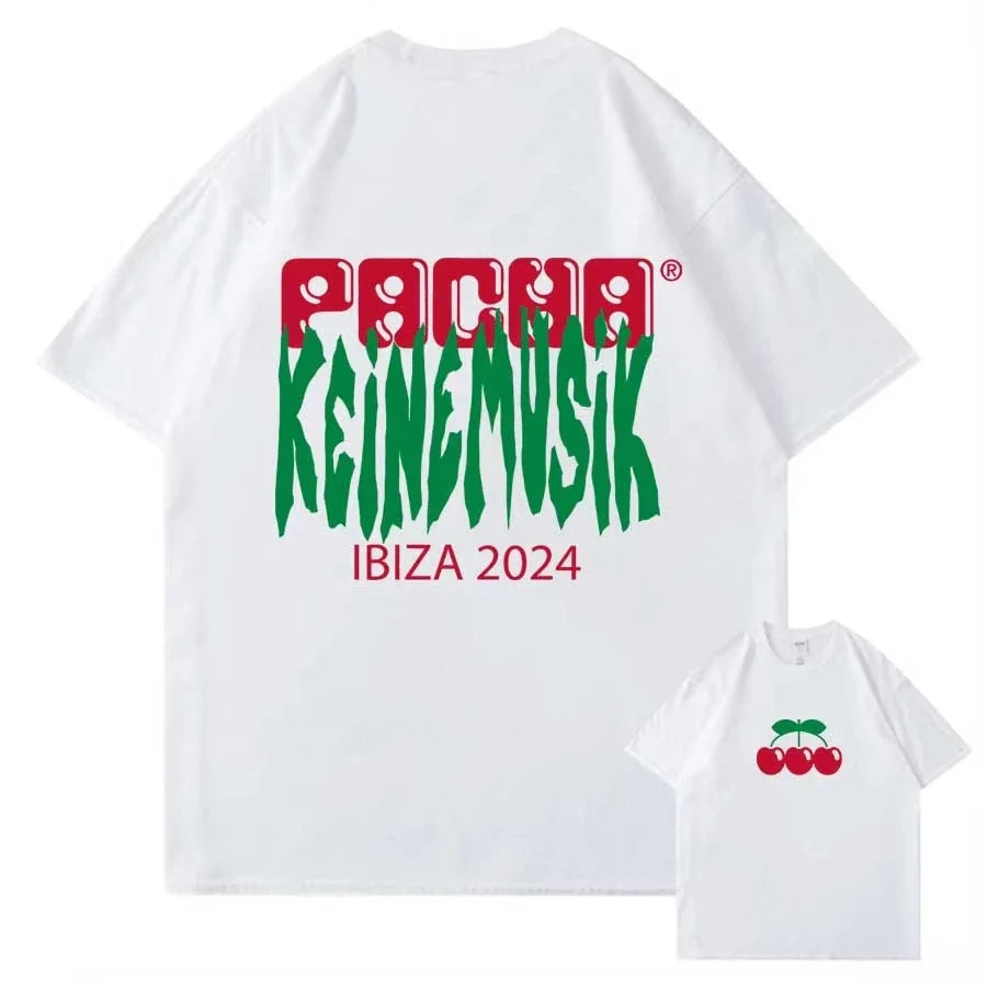 Summer Keinemusik X Pacha T Shirt Men's Women Fashion Streetwear Cotton Short Sleeve Tee Hip Hop Sportwear Oversized Casual Tops