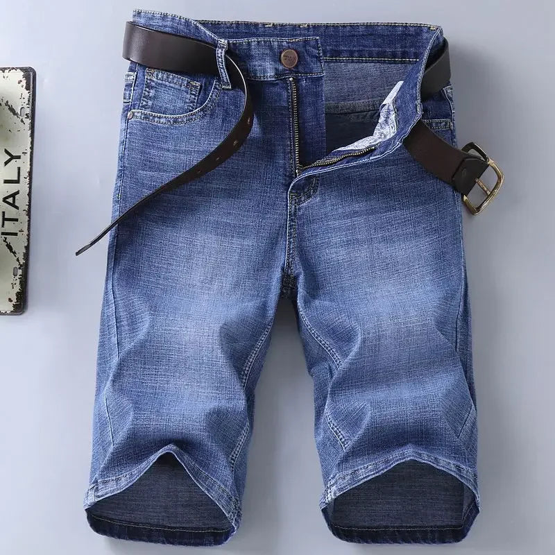 Denim Shorts Men's Summer Thin Straight Classic Designer Business Short Jeans Brand Clothing Stretch Korean Casual Male Shorts