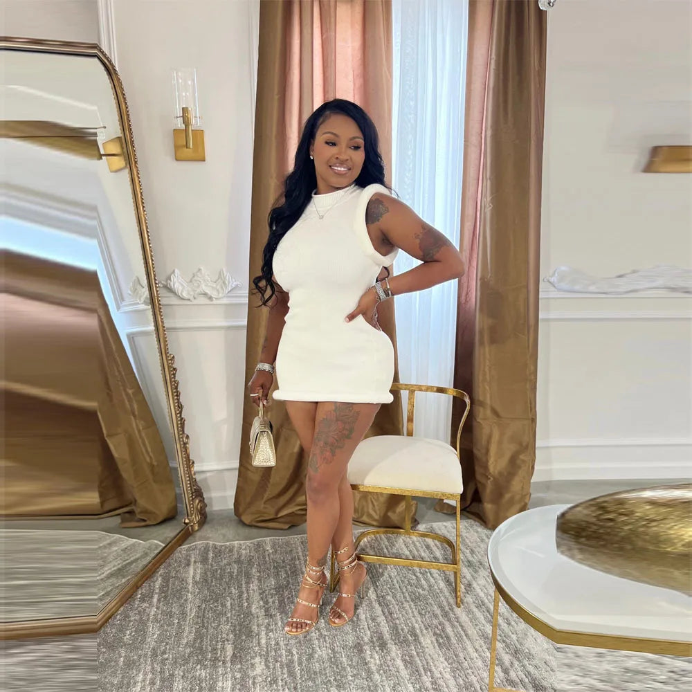 CM.YAYA Women Stand Collar Sleeveless Bodycon Midi Dress 2024 Summer Solid Evening Party Club Fashion Dresses Vestidos