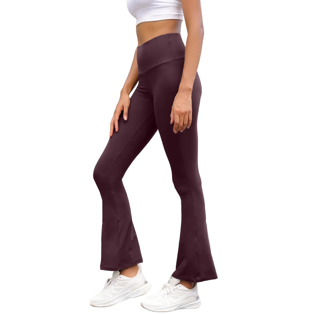 Women's Super Soft Flare Pants High Waisted Tummy Control Workout Yoga Push Up Gym Fitness  Long Leggings Bell Bottoms
