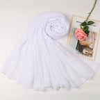 Dot Pom Pom Cotton Hijab Scarves Women Muslim Shawls Big Size Headscarf Wraps Solid Headbands Turbans Bandana Foulard Bufandas