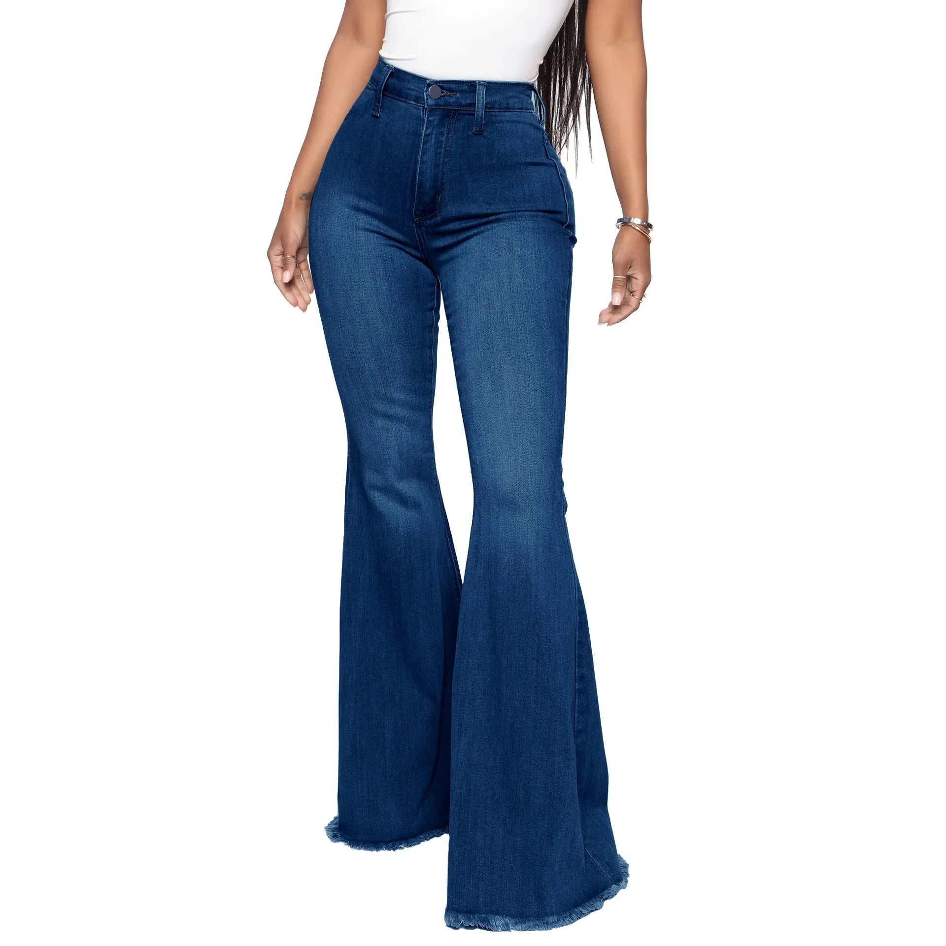 Women Jeans Flare Pants Sexy Denim Long Pant Hip Wrap Casual Solid Elegant Splice Regular Slim Fit High Waist Trousers Summer
