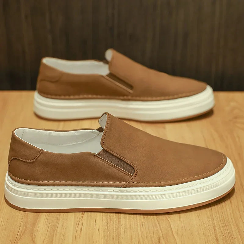 High Quality Brand Men's Genuine Leather Shoes Soft Soles Comfortable Loafers Non Slip Outdoor Men's Flat Shoes Free Delivery