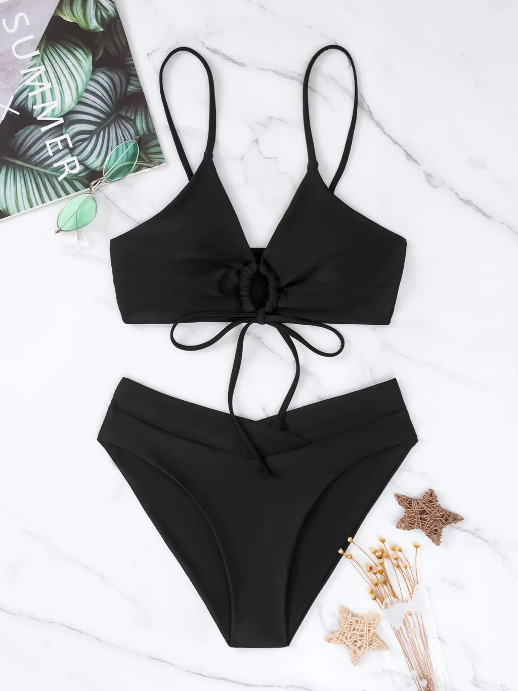 Summer Women's Leopard Patchwork Swimsuit Sexy Back Cross Lace-Up Swimwear High Waist Bikini Set Push Up Bathing Suit Beachwear