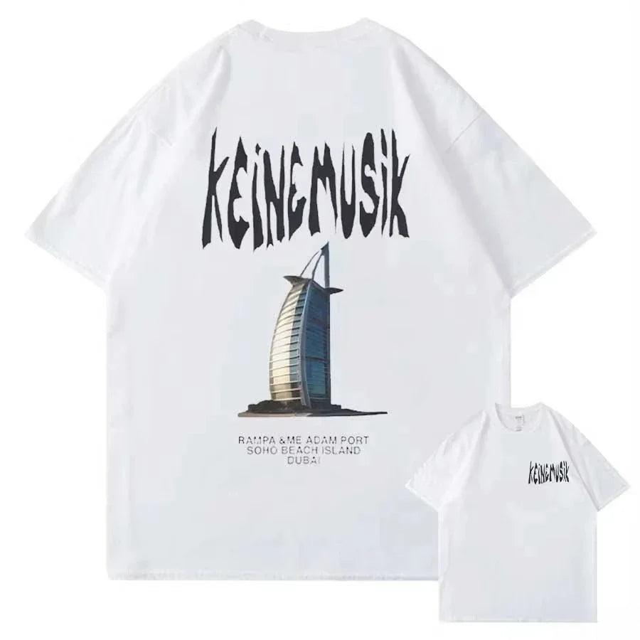 Summer Keinemusik X Pacha T Shirt Men's Women Fashion Streetwear Cotton Short Sleeve Tee Hip Hop Sportwear Oversized Casual Tops