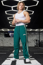 Men's Sweatpants Autumn Winter New Gym Sports Fitness Printed Ribbon Woven Mid Waist Straight Leg Pants Fashionable Casual Pants