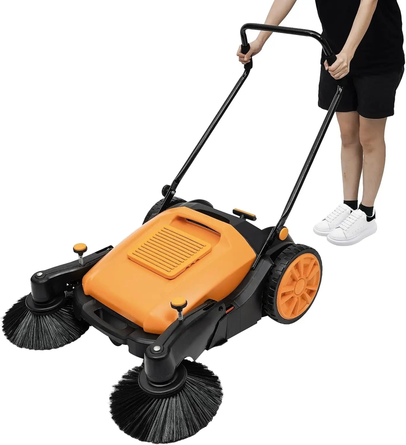 Walk-Behind Sweeper 41.34" Sweeping Width Manual Hand Push Sweeper Hand Push Sweeper Floor Sweeper Angle & Height Adjustable Out