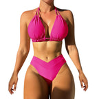 Bathing Suit Tank Bikinis Sets Swimwear 2023 Women Mid Waist Deep V Neck Wide Straps Bikini Summer Beach Wear Swimming купальник