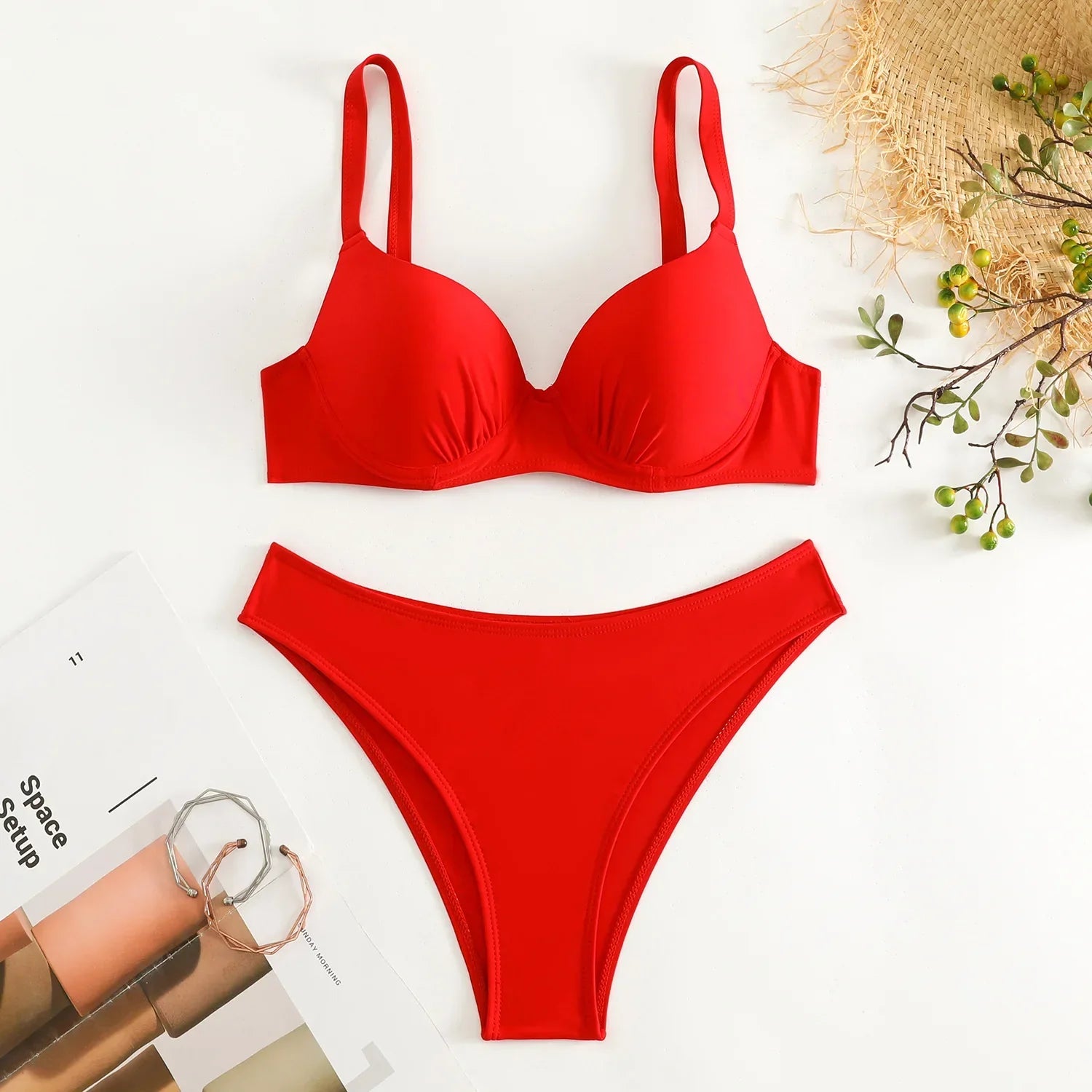 Underwired Bra Cup Brazilian Bikini Female Swimsuit Women Swimwear Two-pieces Bikini Set Push Up Bather Bathing Suit Swim Lady