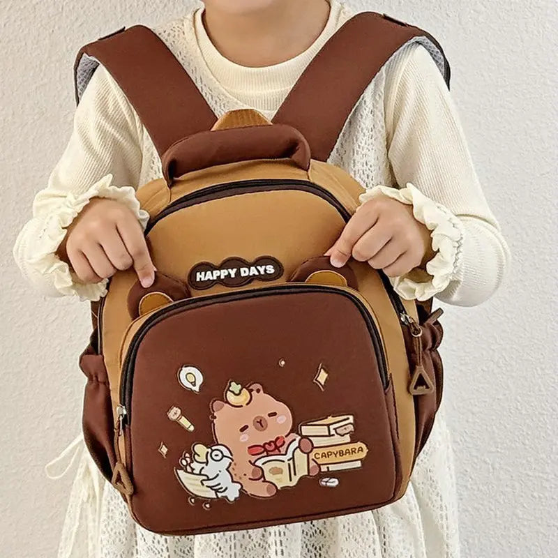 Children Capybara School Bag Cute Fashion Boy Girl Backpack Kids Kindergarten Rucksack Baby Gift