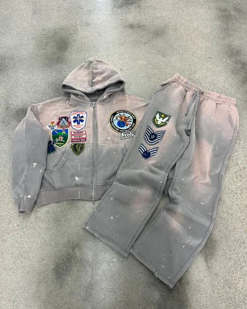 Fashionable Fashion Clothing Casual Loose Zipper Hoodie Men Y2k Street Personality Trousers Suit Rock Oversized Sweatshirt Women