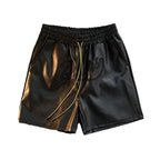 Trendy Brand Men's Shorts Environmental Friendly Leather Pocket Zipper Drawstring Casual Fashionable Summer Loose-Fit Pants