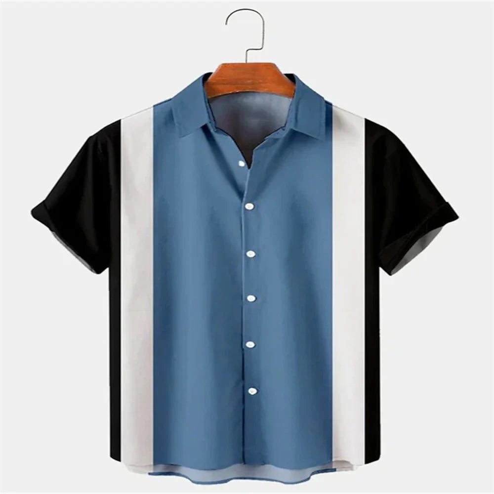 Summer New Casual Solid Color Panel Lapel Beach High Quality Top Men's Short Sleeve Shirt Fashioncomfortable Soft Fabric