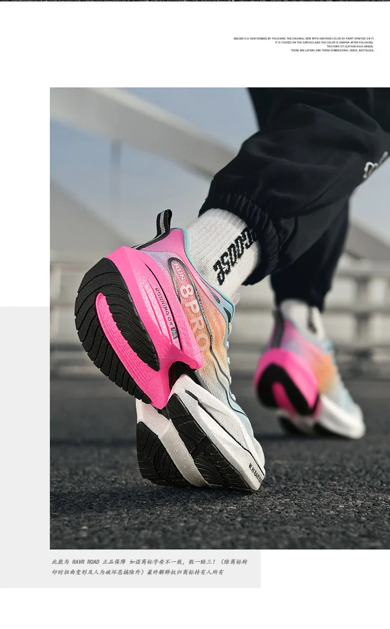 Carbon Plate Men Sports Marathon Air Cushion Running Shoes Breathable Lightweight Women Massage Athletic Nonskid Sneakers