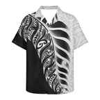 Men's Business Polynesian Shirt Casual Short Sleeve 2022 New Lapel Tribal Tattoo Button Slim Fit Fashion Top