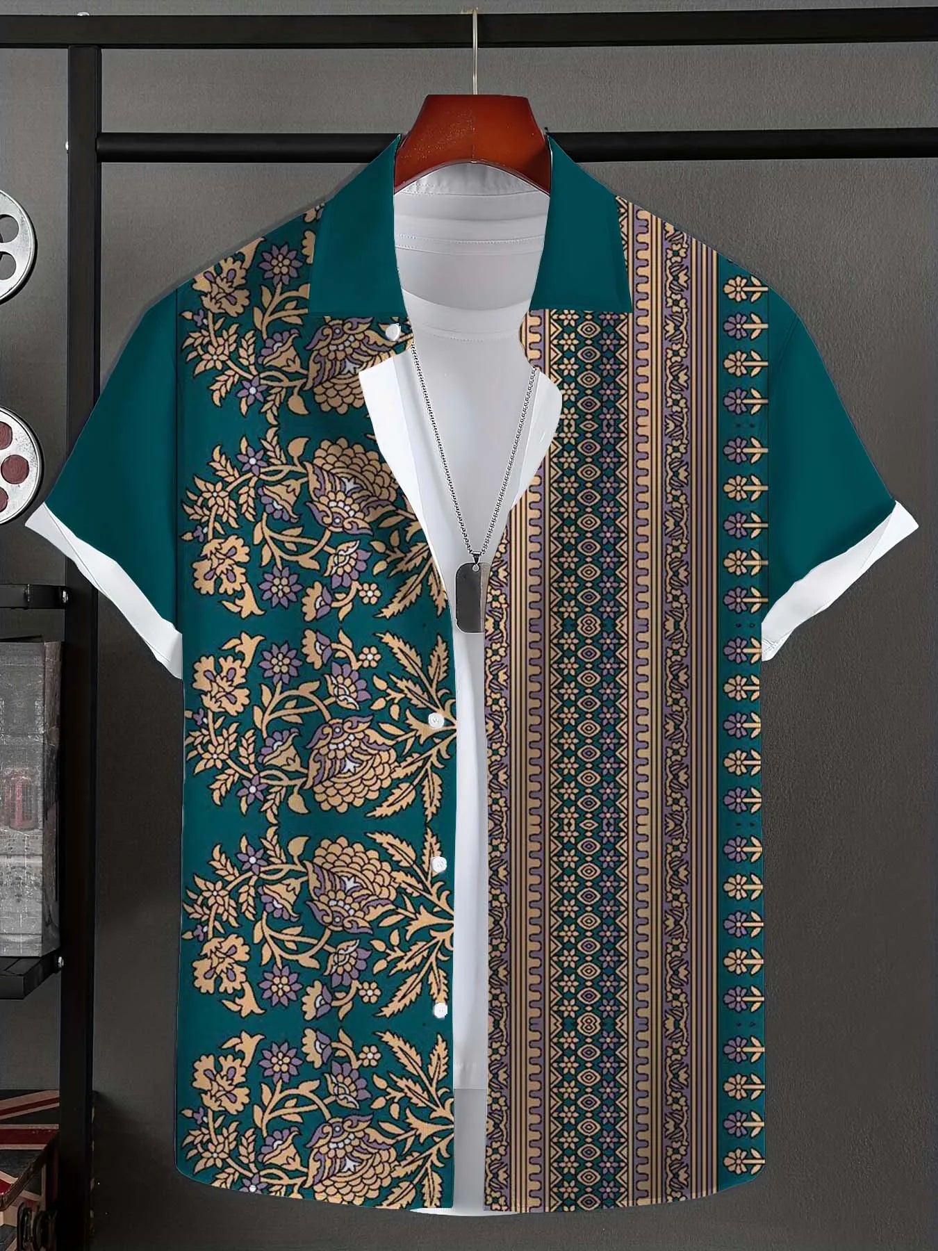 Hawaiian Ethnic pattern design 3d Printed  Mens Shirt Summer Casual Printed Short Sleeve Beach Hawaiian Tops Men's Clothing