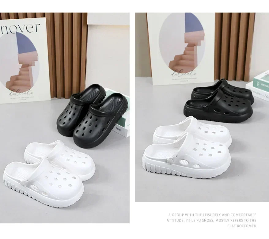 Hole shoes men's summer new outer wear bag head couple half bag heel bag head garden shoes beach women's shoes