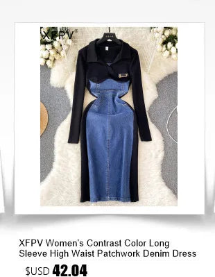 XFPV Women's Sweet Short Denim Dress For Women  Belt Slim Short Sleeved Vestidos Korean Fashion Spring Summer 2025 SM11153