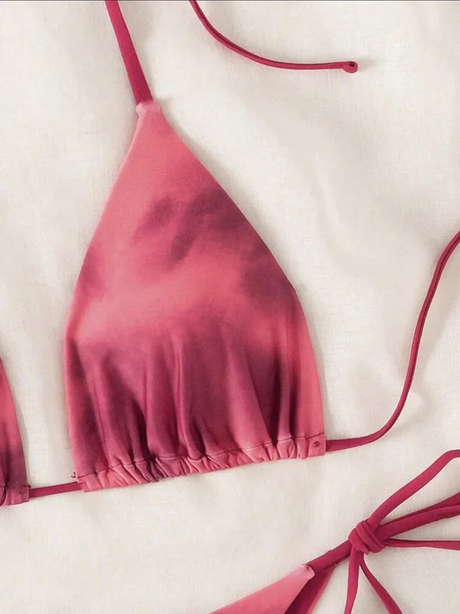 Tie Dye Bikins 2025 Mini Micro String Bikini Women Swimwear Female Swimsuit Two Pieces Bikini Set Halter Bathing Suit Swim Lady