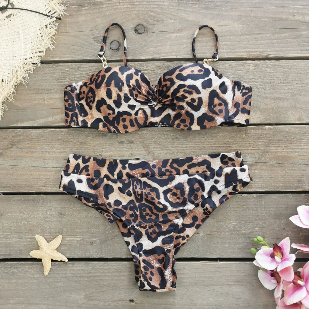 Cheap Push Up Bikinis Women Swimsuits  Solid Padded Women Swimwear Vintage Female Swimsuit High Waist Biquini Bathing Suit