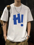 New summer men's T-shirt 100% cotton printed T-shirt casual urban fashion boutique T-shirt