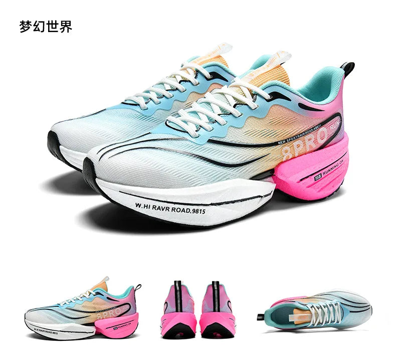 Carbon Plate Men Sports Marathon Air Cushion Running Shoes Breathable Lightweight Women Massage Athletic Nonskid Sneakers