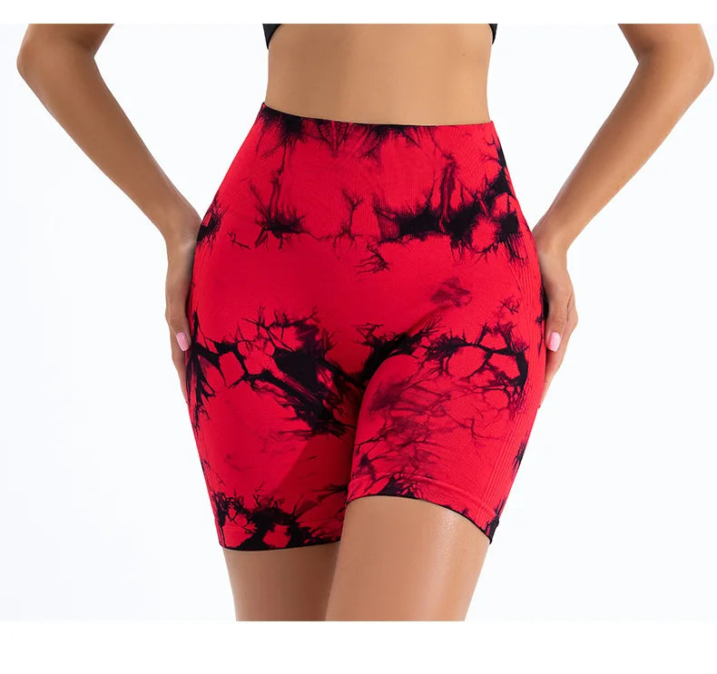 Summer Women High Waist Butt Lift Shorts Legging Seamless Leggings Fashion Tie Dye Shorts Gym Workout Running Pants