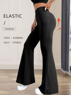 Women's spring and summer high waisted tight fitting flared pants, slim leg long black pants, thin wide leg pants for slim women