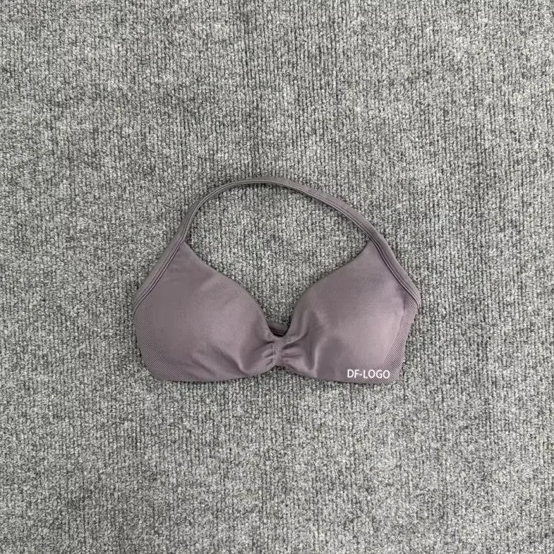 Impact With Logo Women Backless Bra & Sports Shorts Sexy Female Seamless Yoga Tops Sportswear Leggings and Bra Underwear Clothes