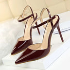 Women 10.5cm High Heels Sandals Lady Metallic Gold Silver Patent Leather Stripper Strap Sandles Wedding Fetish Nightclub Shoes