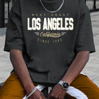 Summer Men's 100% Cotton Comfortable Casual Loose Plus Size Los Angeles Printed Sports Round Neck Short Sleeved Kid T-Shirt Top