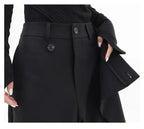 HOUZHOU Women Wide Suit Pants High Waist Gothic Japanese Style Baggy Black Trousers Irregular Straight Pants Casual Streetwear