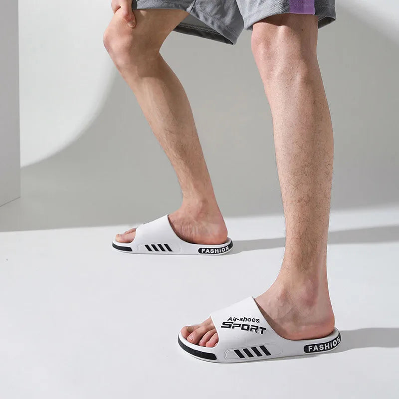 Fashion Men's Slippers PVC Soft Sole Non-slip Slides Casual Outdoor Beach Flip Flops Home Bathroom Couples Slippers New Sandal