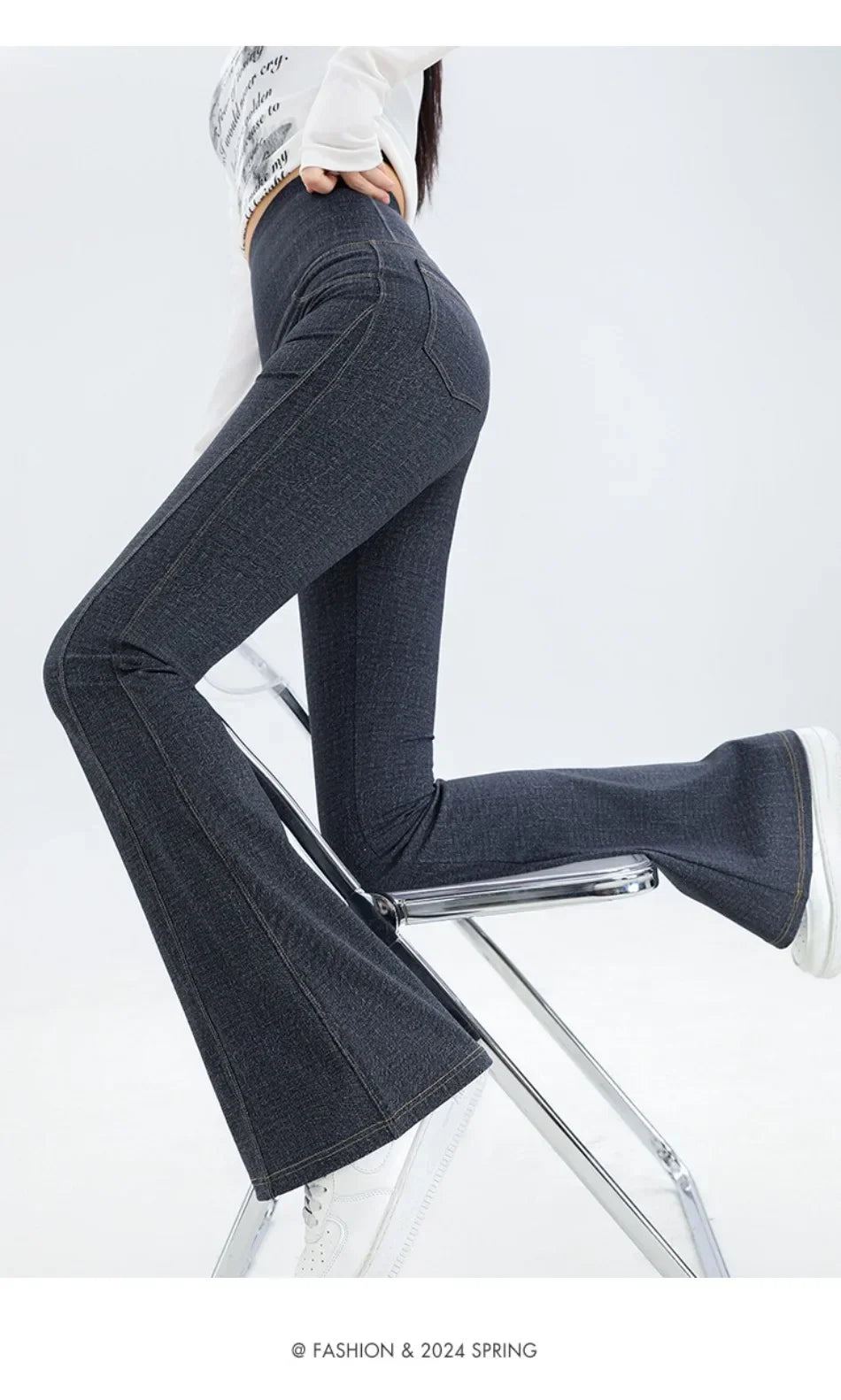 Denim Barbie Pants Women Clothing Wear Slightly High Waist Slim Hip Lift 2024 Spring and Autumn New Solid Sports Women Pants